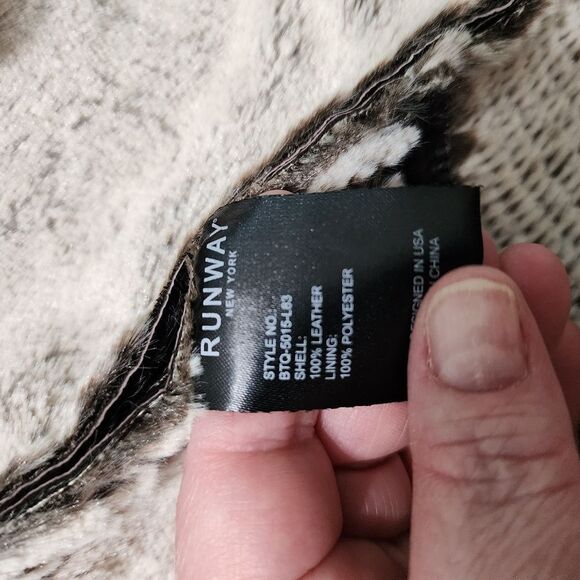 Runway New York Jacket M brown leather fleece lined Indie Rock Grunge - Picture 7 of 8